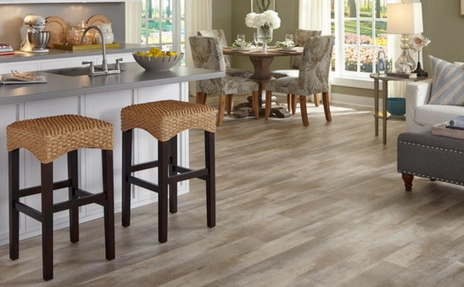 Mannington Adura Seaport Sand Piper flooring in open concept home